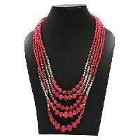 Red Beaded Chain Necklace
