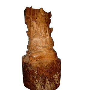 Wooden Lord Shiva Statue