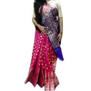 Blue and Pink Opara Silk Sarees