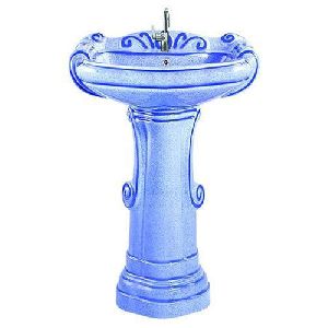 Blue Pedestal Wash Basin