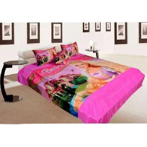 Barbie Print Velvet Double Bed Sheet Set