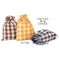 Cotton Check Drawstring Bags