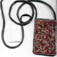 15056  Cloth Sattan Beaded Embroidery mobile bag