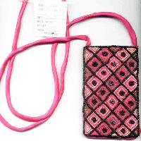 15059  Cloth Sattan Beaded Embroidery mobile bag