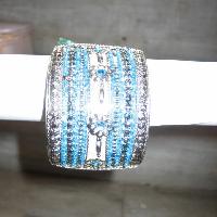 BG-339 Antique Silver Plating Finish Glass Beads Work cuff bangles