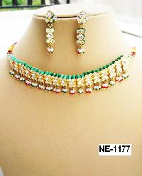 NE-1177 silver material jarkan diamond work kundan earring necklace set