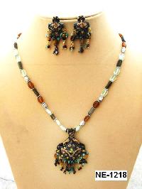 NE-1218 Copper Nickel Gold Plating black rhodium earrings necklace set