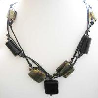 NE-1265 Glass Beads Work in Cord necklace