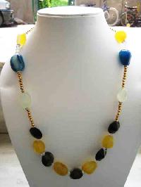 NE-1271 Semi Precious Stone Glass Beads Work necklace