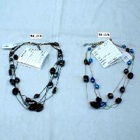 NE-233 Glass &amp;amp; Metal Beads Work Necklace