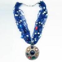 NE-657 multi colour beads Work  brass castin pendant necklace