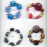 NE-708 Stretch Bracelet with Glass & Metal Beads Work
