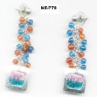NE-778 Multi Colour Glass Beads Work earrings