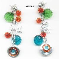 NE-780 Multi Colour Glass Beads Work earrings