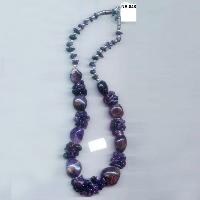 NE-848  Cutt Agate Stone Work necklace