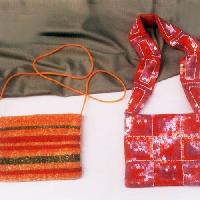 Multi Color of Beads &amp;amp; Pipe Work Satin Cloth Handbags