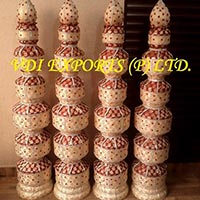 Fabric Decorated Fiber Pot Pillars