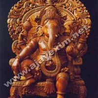 Teak Wood Ganesha Statue