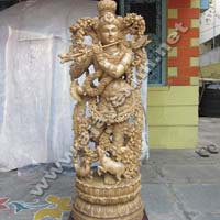 Whitewood Krishna Statue