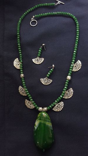 Green Oxidized Necklace Set