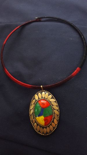 Silk Colourful Thread Chokar Oxidized Necklace