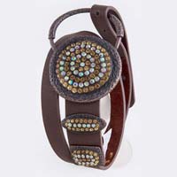 Crystal Concentric Accent Leather Belt