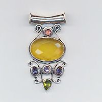 ladies sterling silver 925 yellow chalcedony amethyst pendant