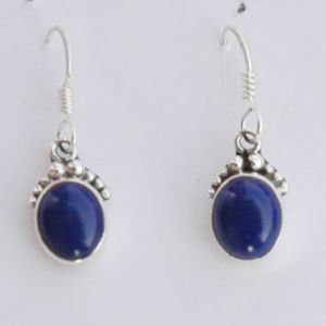 Ladies 925 Sterling Silver Lapis Earrings