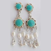 Turquoise Cab Ear Ring-EERC-0015