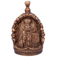Brass bell with religious symbol made in metal bronze