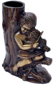 Brass Sculpture With Pen Stand Antique Look