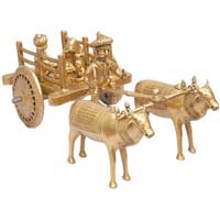 Brassware Bull Cart For decoration Purpose by Aakrati