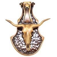 Door knocker as Bull Head shape in Brass with antique finish