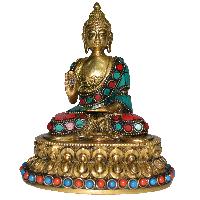 Lord Buddha Sitting on Lotus with turquoise stone work