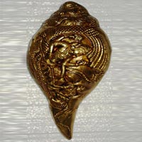 Lord Vishnu Conch Shankh Brass Made Religious Sculpture Statue Temple Worship