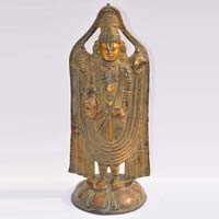 Murti of Lord Balaji in antique finish made in brass metal