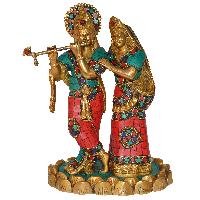 Radha Krishan with stone Glorious Statue of Brass By Aakrati