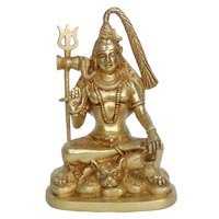 Shiva  Brass Statue in Yellow Finish
