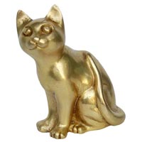 Sitting Cat Statue with antique brass look
