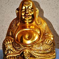 Sitting Laughing Buddha Brass Statue