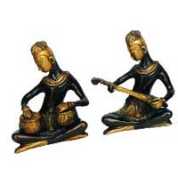 Sitting Musician Set of Brass Statue for Decor and Gift