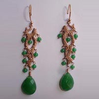 Faceted Glass Bead Long Fashion Earrings
