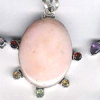 Silver Cabochon Faceted Stone Pendant- Pcc-35