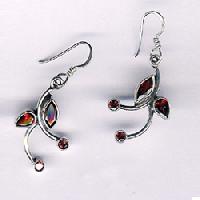 Silver Faceted Stone Earrings E-612
