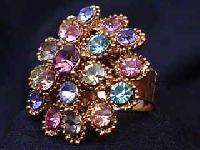 Copper Plated Multicoloured Stones Studded Ring CR - 129A