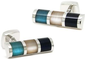 Fashion Blue Opal Rectangle Mens Cufflinks