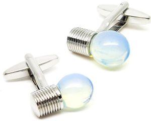 Nnovelty Blue Glass Bulb Mens Cufflinks