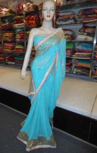 Designer Fancy Gellitre Work Georgette Saree