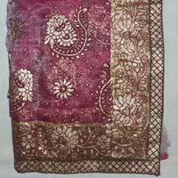 Designer Gold Banarsi Printed Tissue Party Wear Saree Mahroom Colour