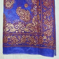 Designer Gold Banarsi Printed Tissue Party Wear Saree Dark Blue Colour